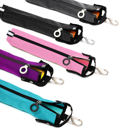 5 colored can pouches: Charcoal gray, Space Black , Rose Pink, Dark Purple, Aqua Blue