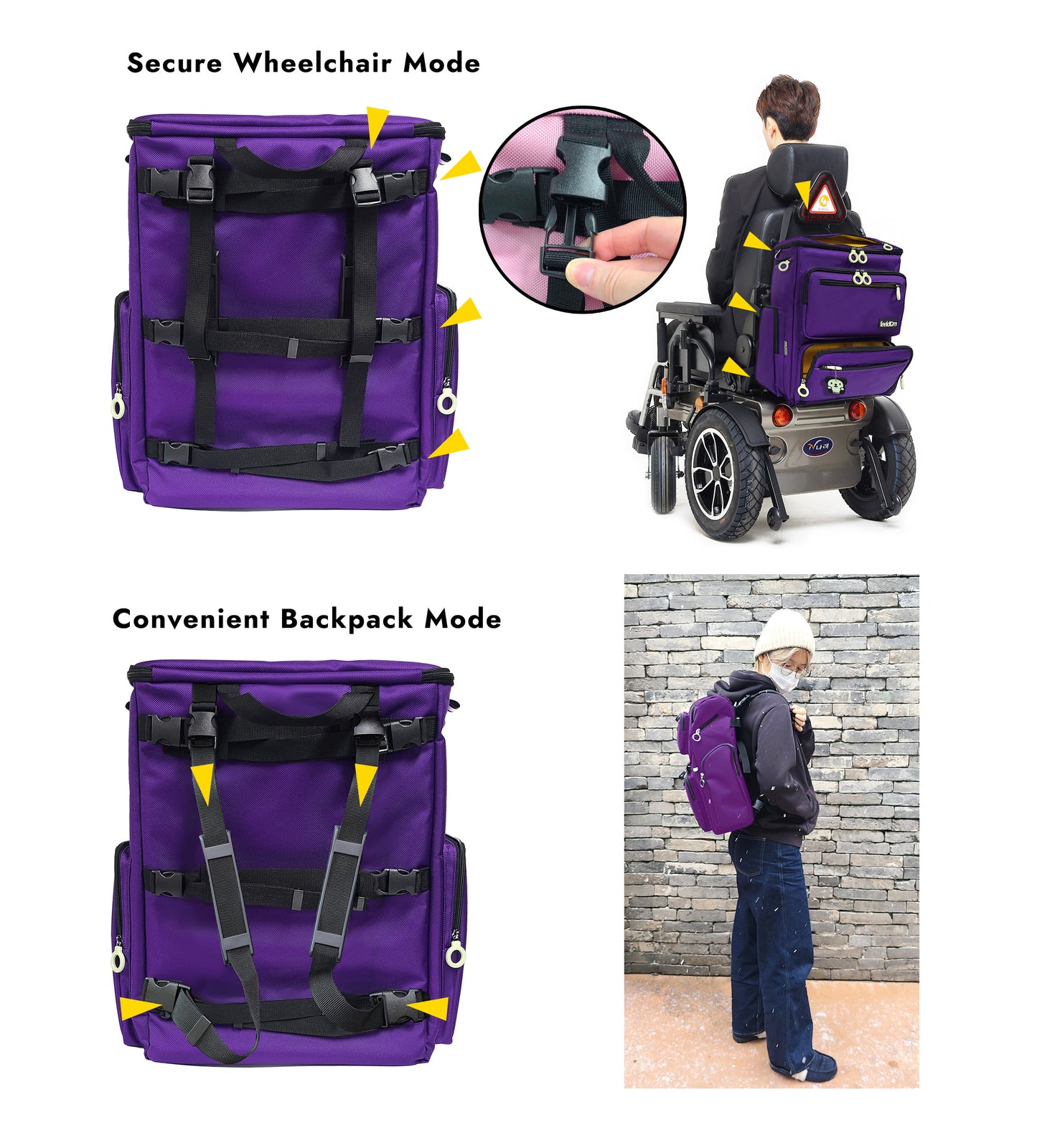 MAX / FT Deluxe LARGE  Feeding Tube Compatible Wheelchair Backpack