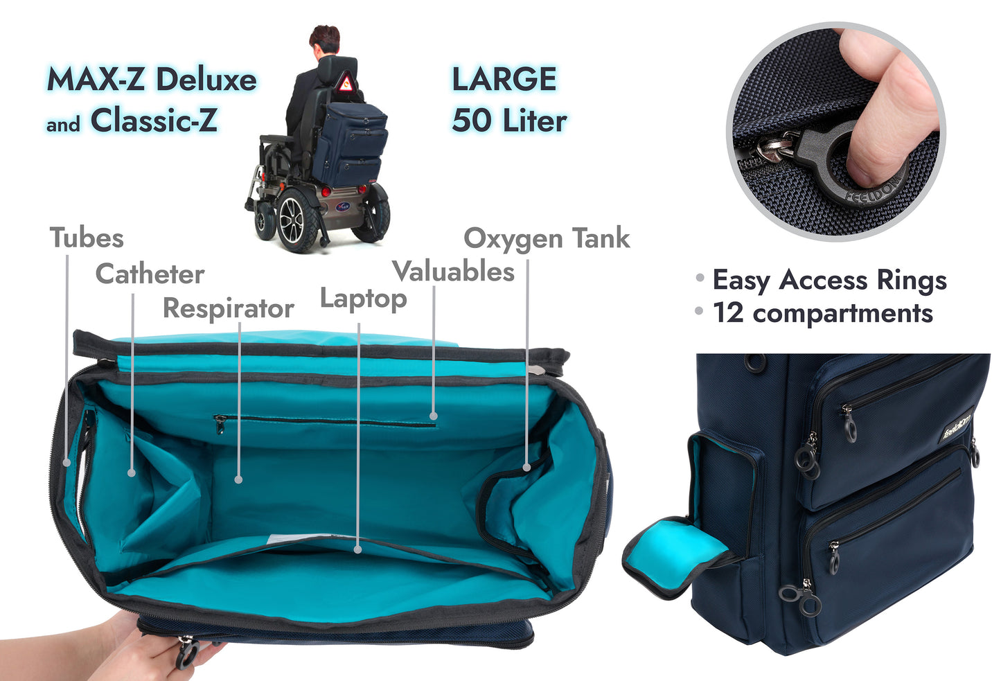 CLASSIC - Z Series - LARGE Essential Wheelchair Bag