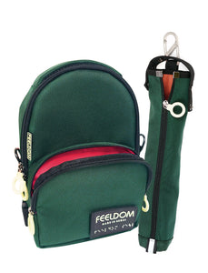 A Dark Forest green Jayu crossbody with a matching green cane pouch.