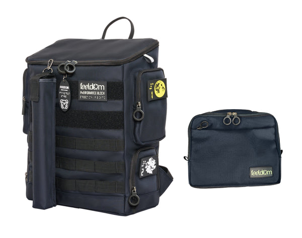 Performance Block Medium Backpack in Dark Navy with the Navy Tekno Pouch