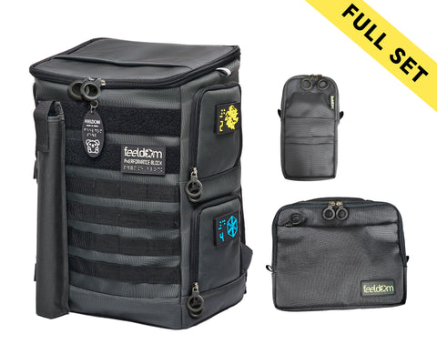 Performance Block Large Backpack with the Gray Quik-e pouch and the gray Tekno Pouch